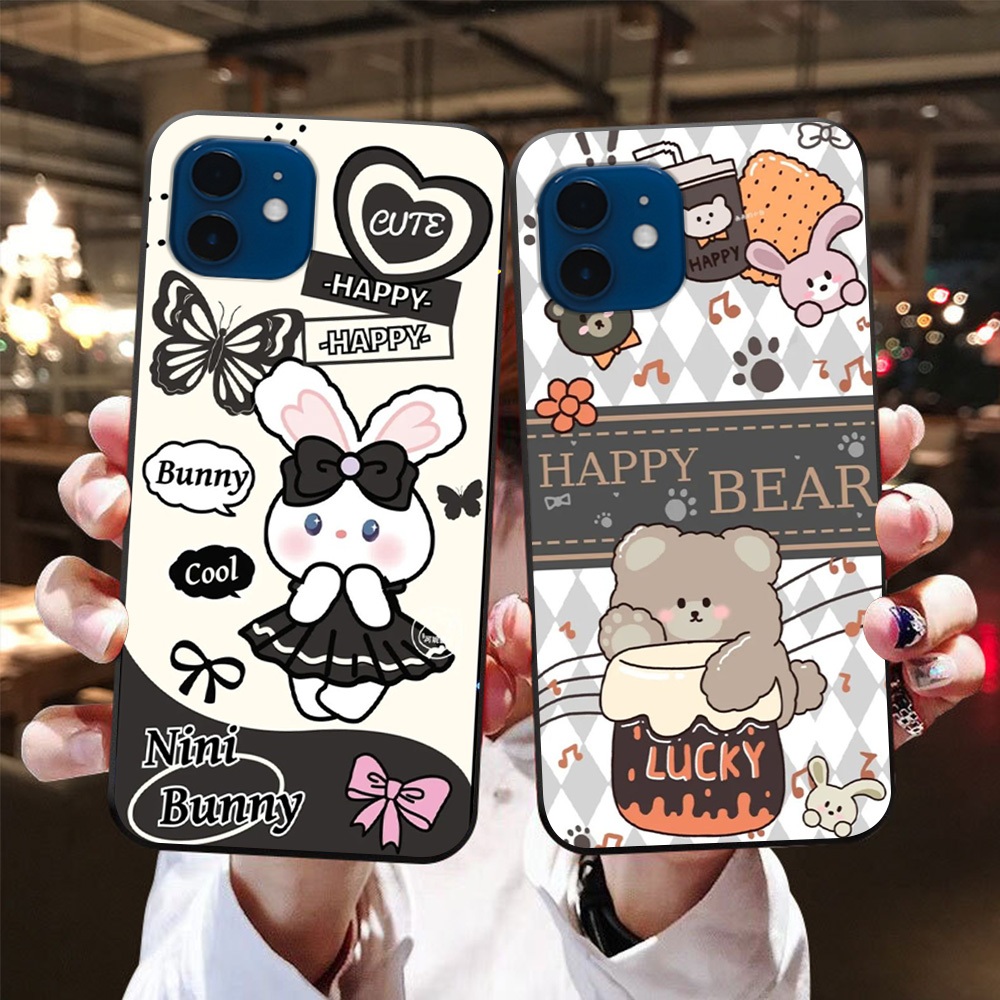 Ốp lưng Iphone 12 / ip 12 mini / ip 11 in hình đám mây,kẻ ô thỏ dễ thương