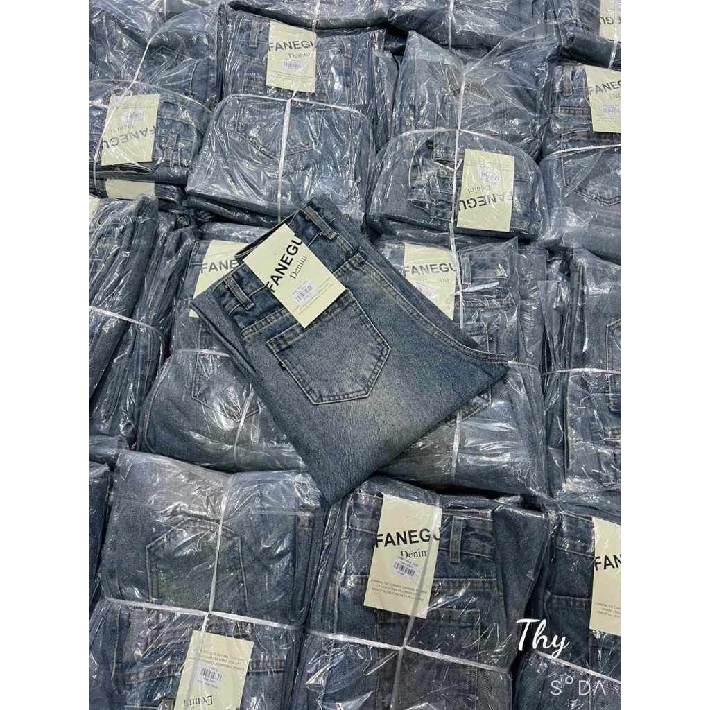 Quần bò xuông hach chân, quần jeans rách trẻ trung cạp cao
