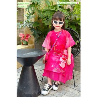 Áo dài gấu dâu hồng sen M1835 Sofia