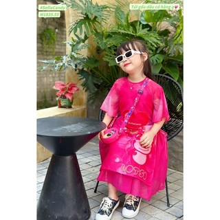Áo dài gấu dâu hồng sen M1835 Sofia