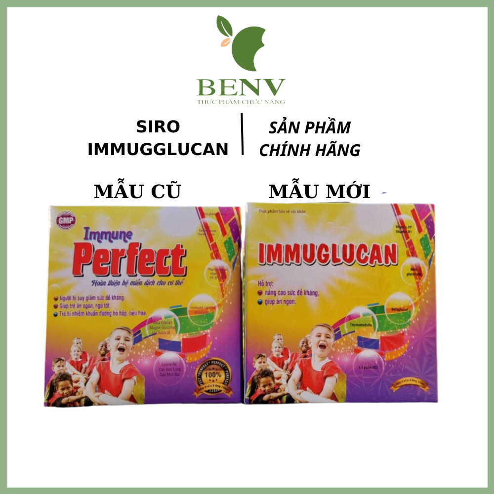 Ống siro ImMuglucan ( Immune perfect ) hỗ trợ tiêu hóa tốt, bổ sung vitamin tăng sức đề kháng giúp bé ăn ngon, ngủ ngon.
