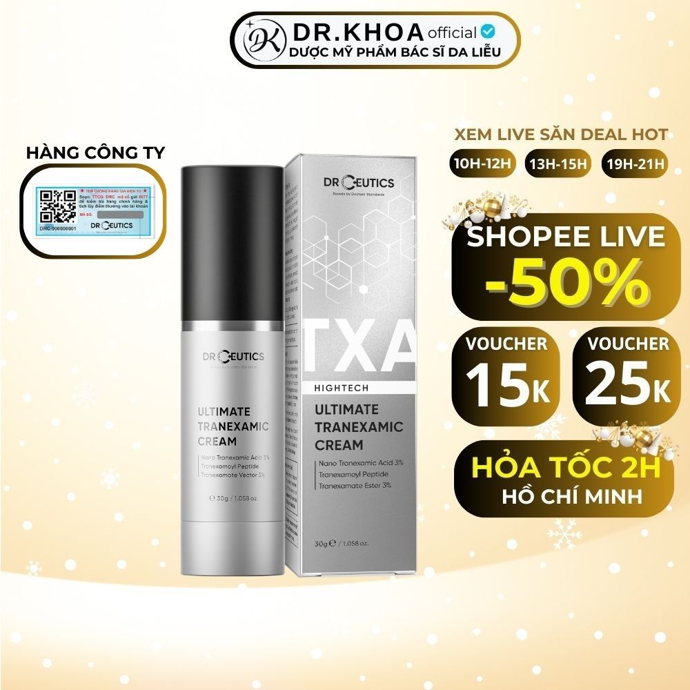 DRCEUTICS Kem Dưỡng Ultimate Tranexamic Cream Giảm Nám, Giảm Đỏ Và Làm Sáng Da (30g)