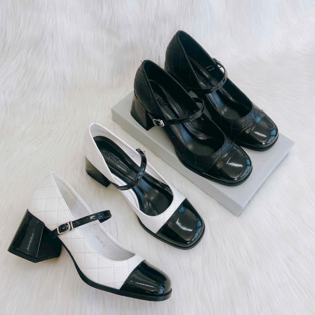 Giày Cao Gót Nữ, Dép cao gót Mary Jane cao 5cm có khóa gài quai ngang mũi vuông cho nữ đế siêu êm chân