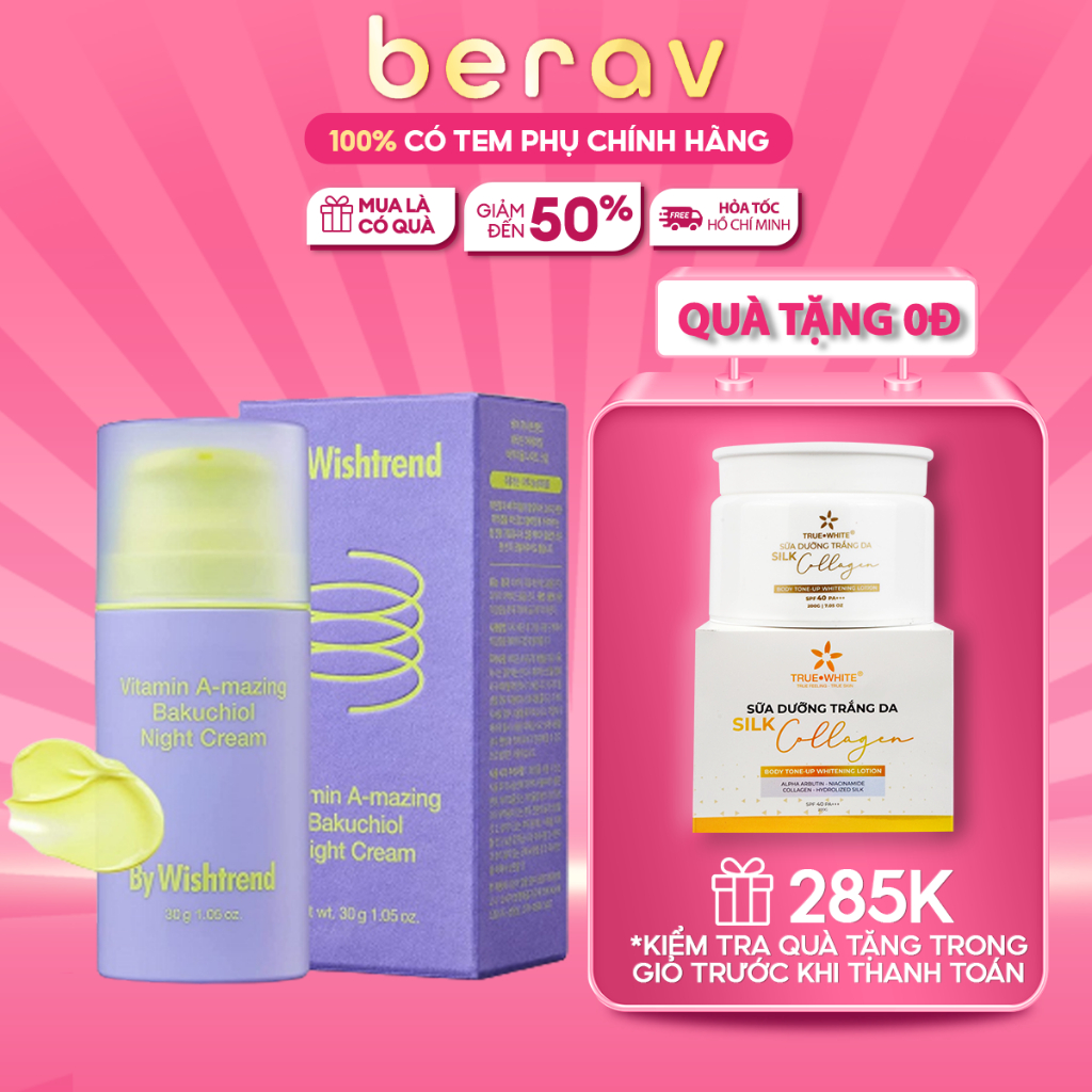 Kem Dưỡng Da Ban Đêm By Wishtrend Vitamin A - Mazing Bakuchiol Night Cream 30g