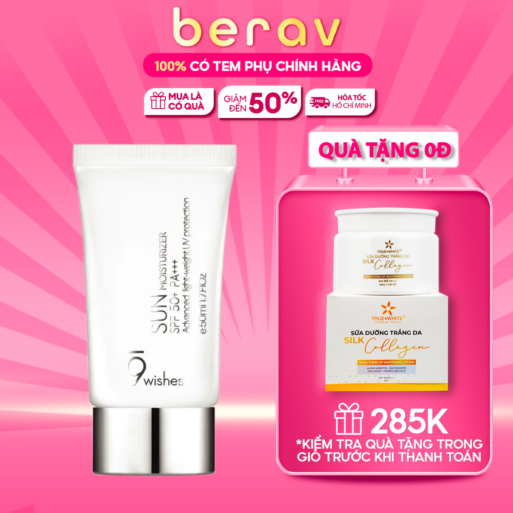 Kem Chống Nắng 9Wishes Bảo Vệ Da Và Cấp Ẩm Sun Moisturizer Spf 50+ Pa+++ 50ml