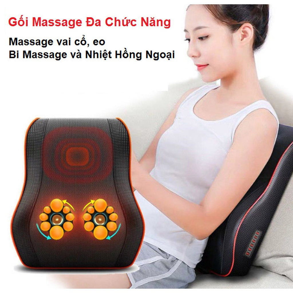 Gối , Máy Massage ( Mát Xa ) Toàn Thân ( Cổ , Vai , Gáy ) Hồng Ngoại Gỉam Nhức Mỏi Chữ U 20 Bi Lăn RuLax Thế Hệ Mới..