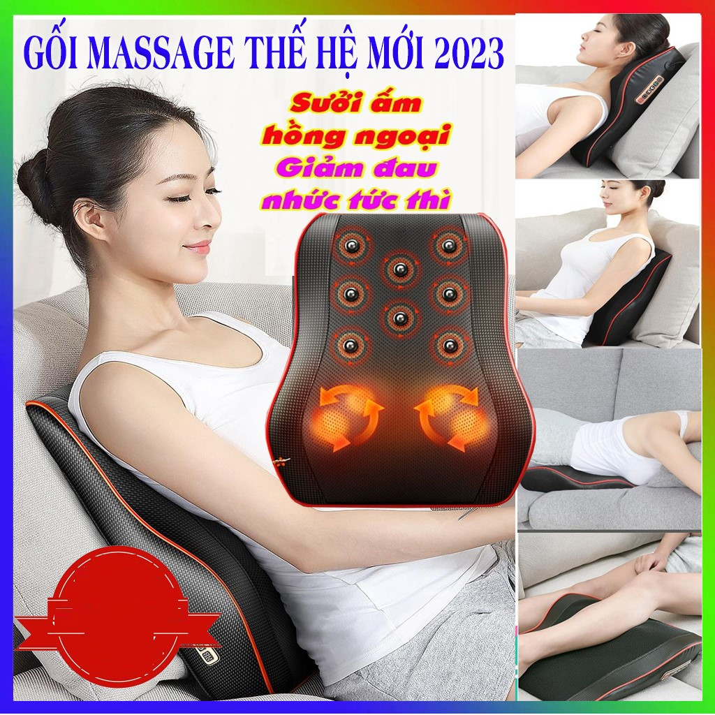 Gối , Máy Massage ( Mát Xa ) Toàn Thân ( Cổ , Vai , Gáy ) Hồng Ngoại Gỉam Nhức Mỏi Chữ U 20 Bi Lăn RuLax Thế Hệ Mới..