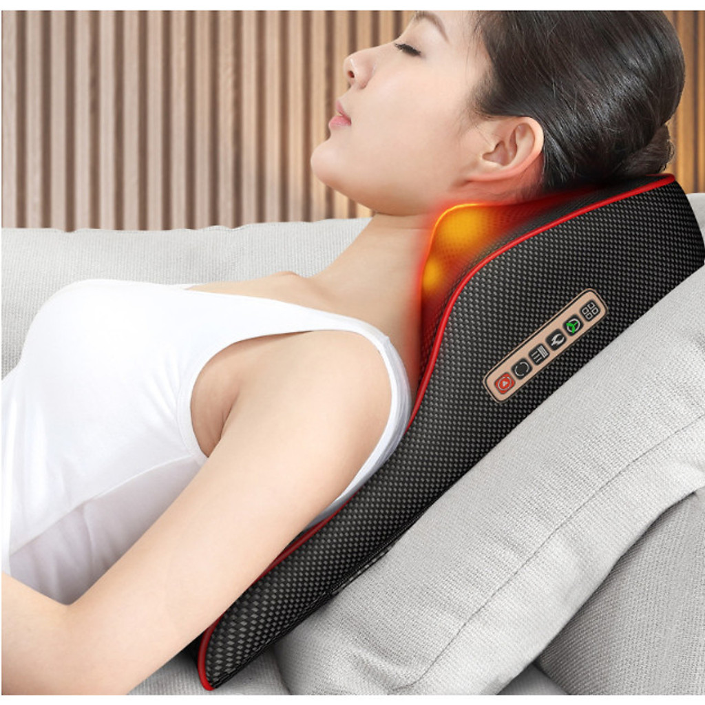 Gối , Máy Massage ( Mát Xa ) Toàn Thân ( Cổ , Vai , Gáy ) Hồng Ngoại Gỉam Nhức Mỏi Chữ U 20 Bi Lăn RuLax Thế Hệ Mới..