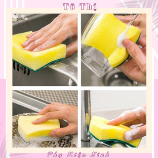 Miếng cọ rửa chén bát tạo bọt, Miếng bọt biển cọ xoong nồi tiện dụng - Tô Thị
