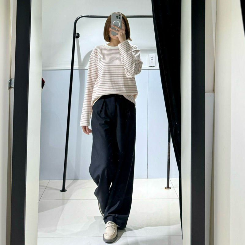 ÁO THÊU DOGGY DÀI TAY SỌC HỒNG