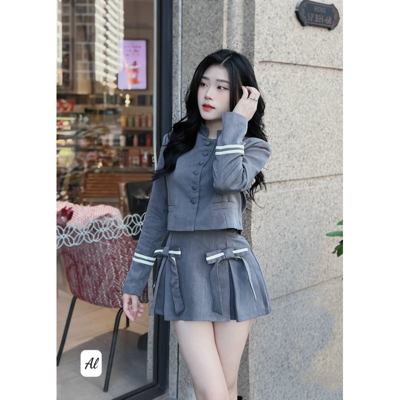 Set đầm tiểu thư dễ mặc đính nơ kèm ảnh thật shop tự chụp