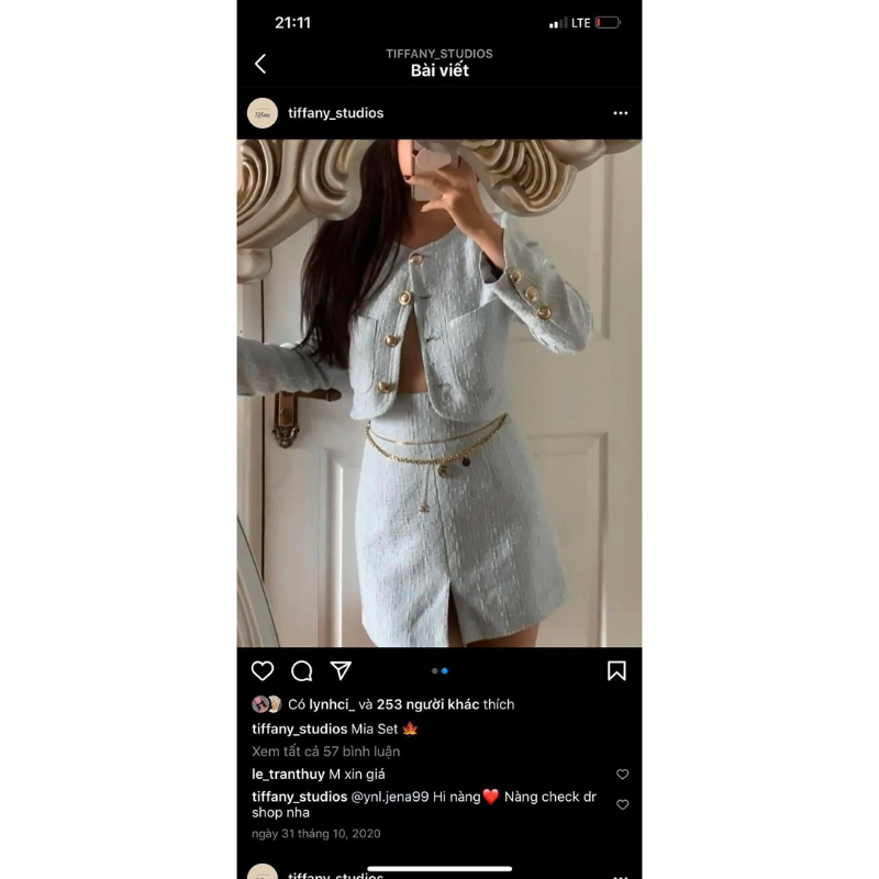 Mia set Tiffany Studios xanh size XS-S