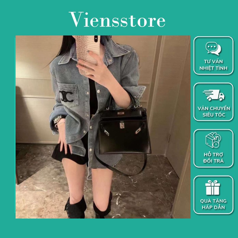 Áo sơ mi jean tay dài họa tiết g6 sang trọng VIENS STORE
