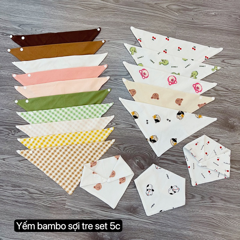 Set 5 Yếm tam giác bambo sợi tre