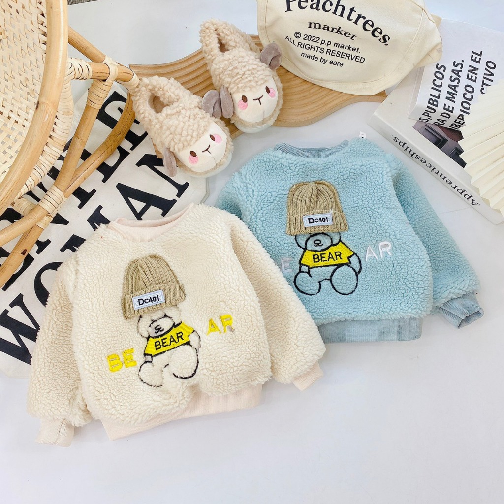 Áo lông cừu bé gái, bao ấm, bao xinh AD31