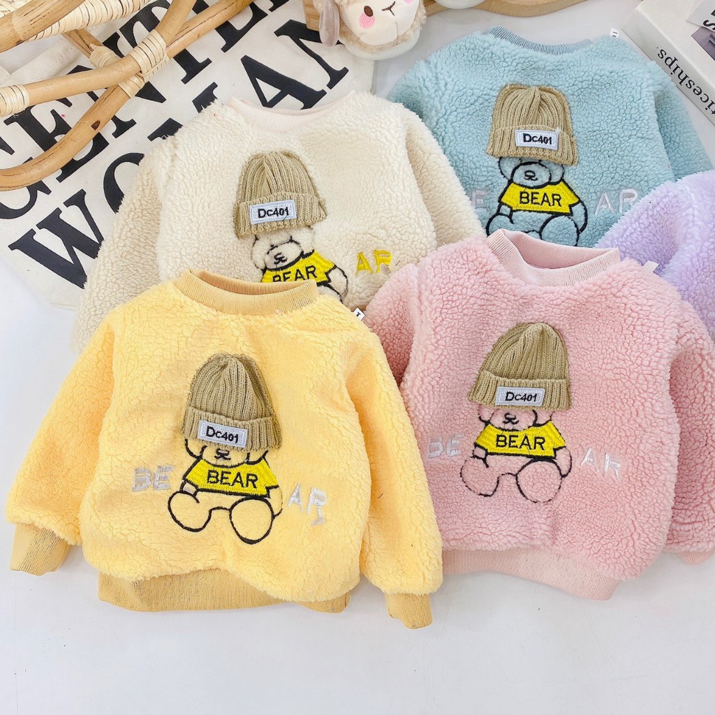 Áo lông cừu bé gái, bao ấm, bao xinh AD31