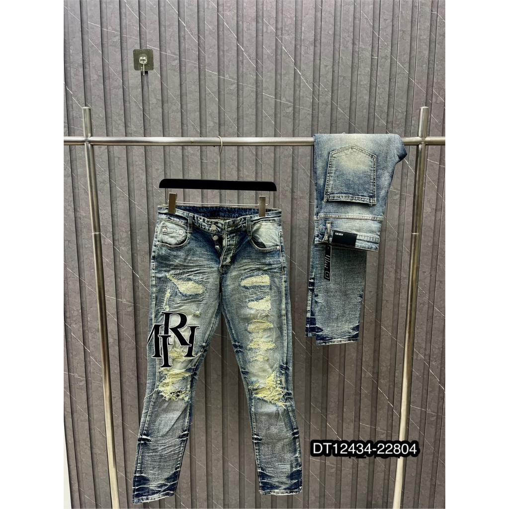 Quần Jean Thêu Chữ AMR Cao Cấp - Quần Bò Nam Thêu Logo Cực Đẹp