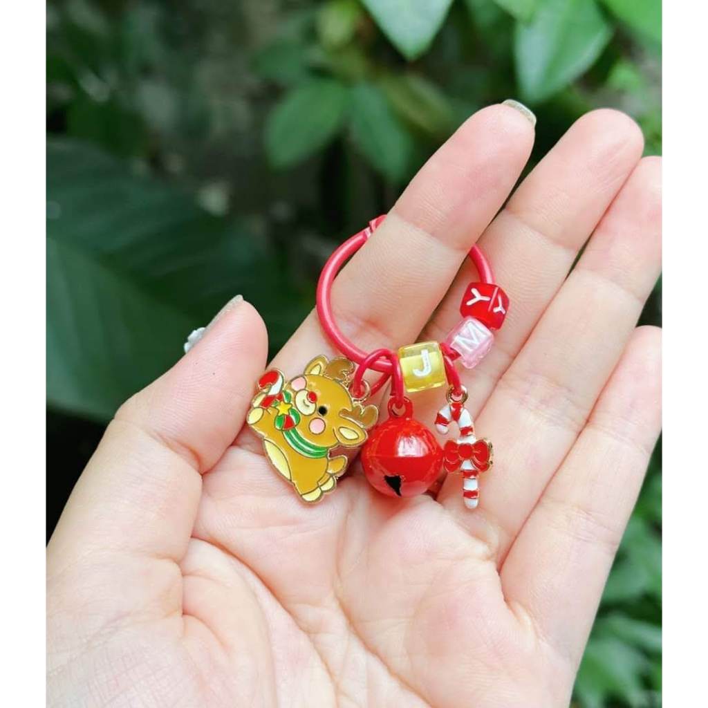 Móc Khoá Giáng Sinh Noel DIY Các Charm Nhiều Màu Sắc Có Chuông Bằng  Kim Loại Dễ Thương