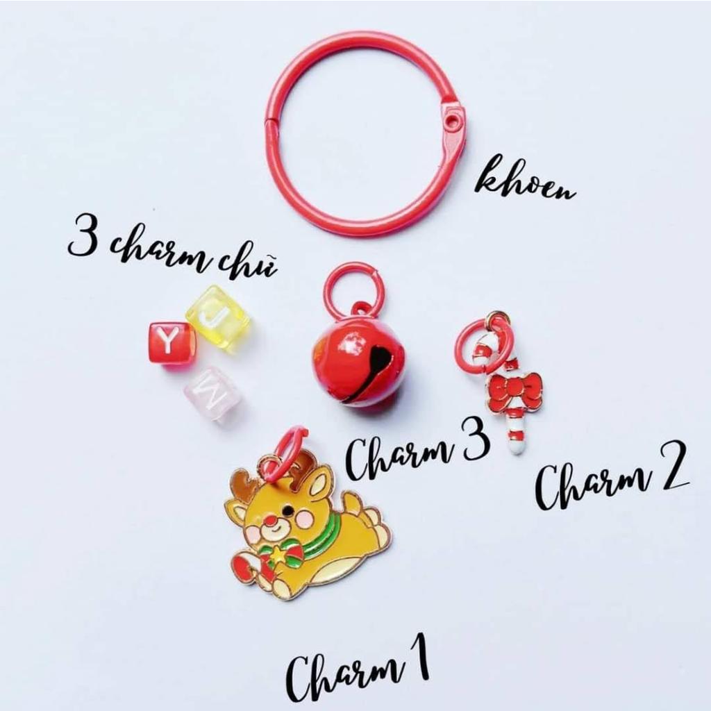 Móc Khoá Giáng Sinh Noel DIY Các Charm Nhiều Màu Sắc Có Chuông Bằng  Kim Loại Dễ Thương