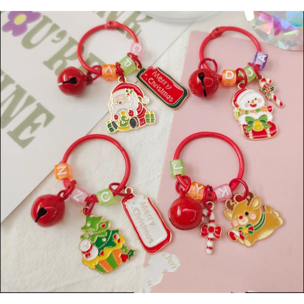 Móc Khoá Giáng Sinh Noel DIY Các Charm Nhiều Màu Sắc Có Chuông Bằng  Kim Loại Dễ Thương