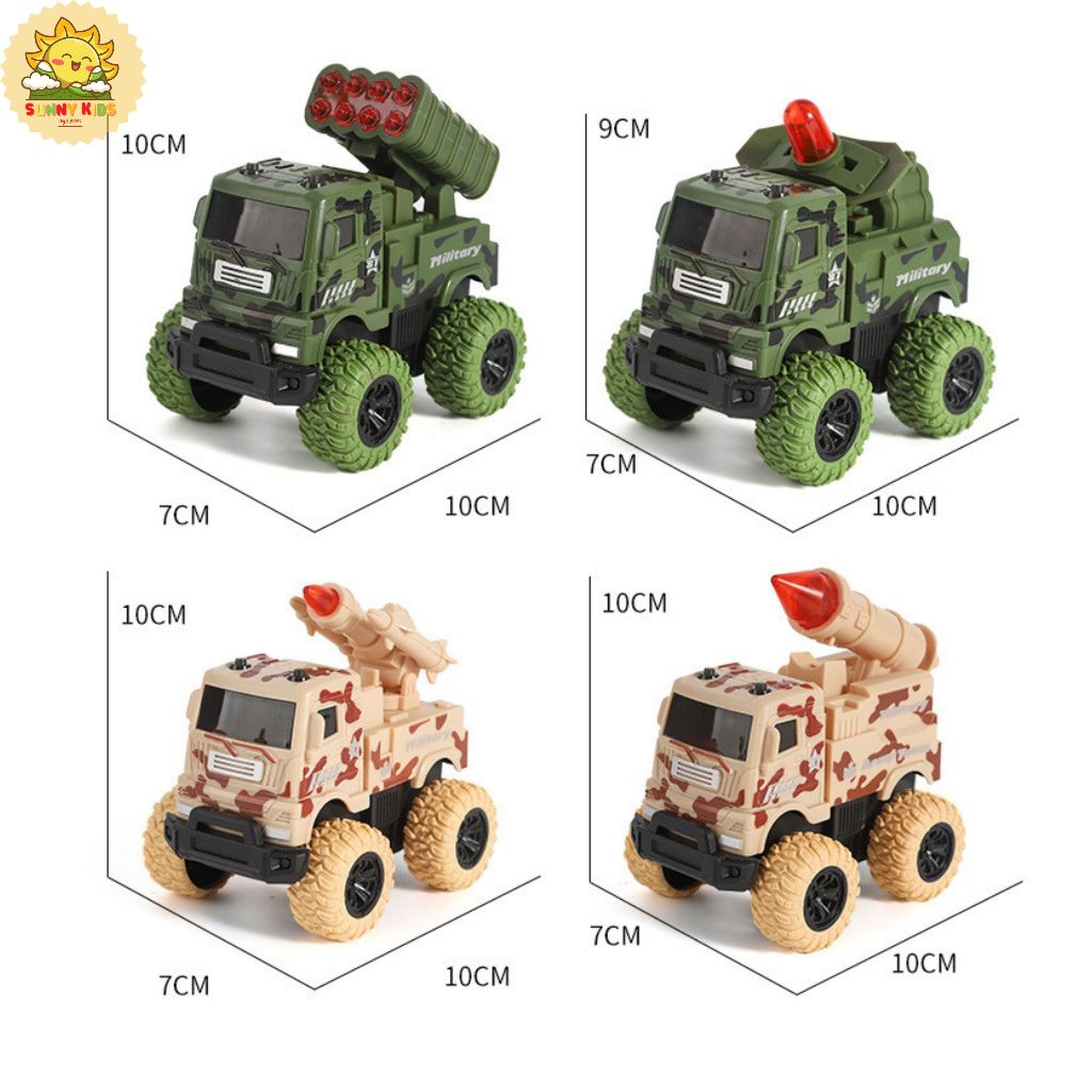 Xe Quân sự đồ chơi, bánh xe lớn bằng cao su, Bộ xe ôtô đồ chơi cho bé, Xe Phòng không, Xe Tên lửa, Xe Radar - Sunny Kids