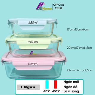 Hộp đựng thực phẩm bằng thủy tinh để ngăn đá, dùng lò vi sóng, nắp kín chống rò rỉ Luxhome