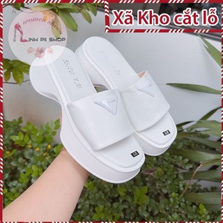 Dép Pra.dda khuy tam giác đế xuồng 5cm thời trang nữ