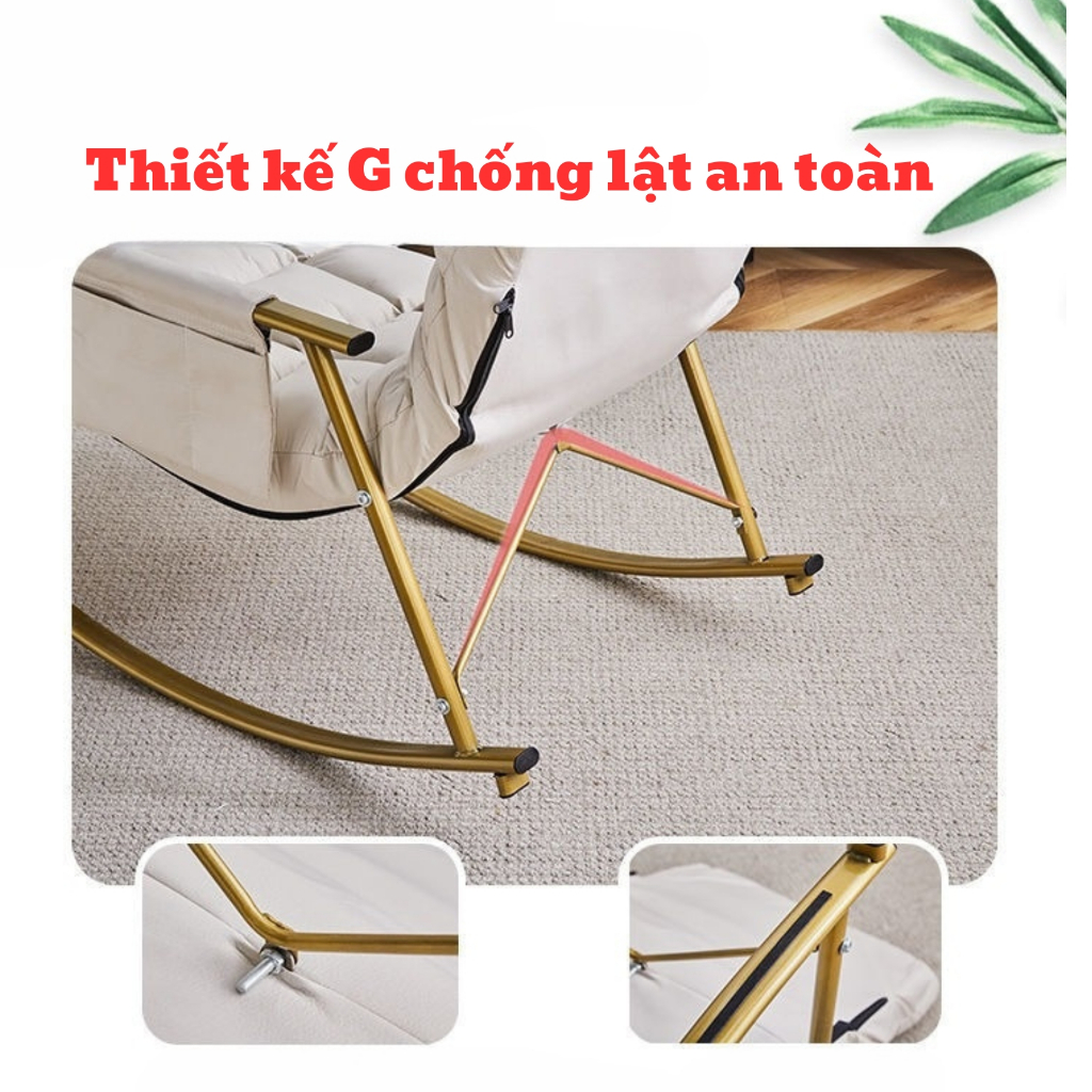 Ghế thư giãn cao cấp Ghế bập bênh Đệm dày Khung vàng chắc chắc Bảo hành 5 năm