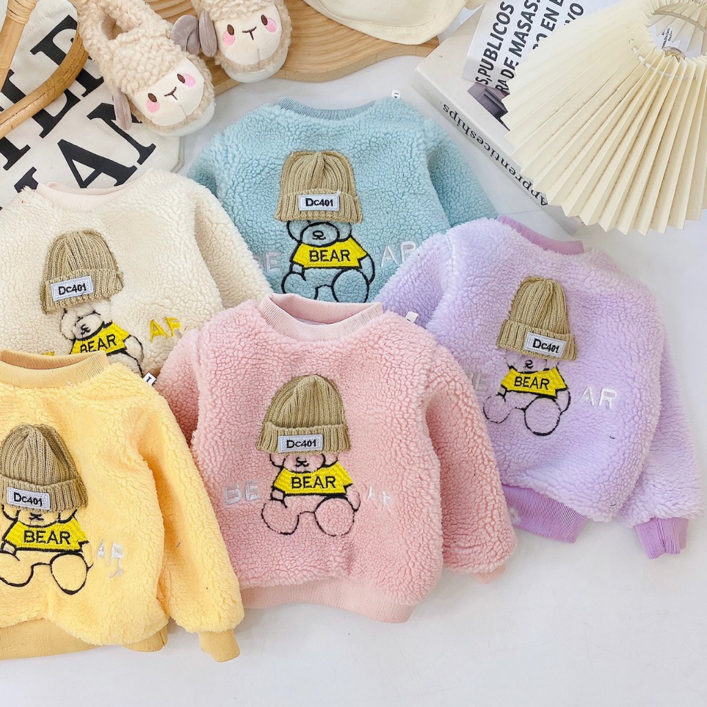 Áo lông cừu bé gái, bao ấm, bao xinh AD31