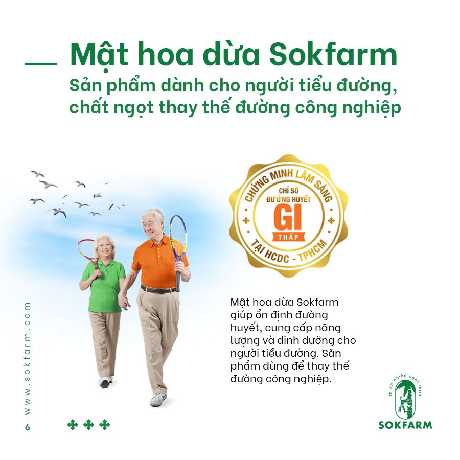 Mật hoa dừa Sokfarm 1,25kg sản phẩm thuần chay có chỉ số đường huyết thấp bổ sung năng lượng bù khoáng điện giải