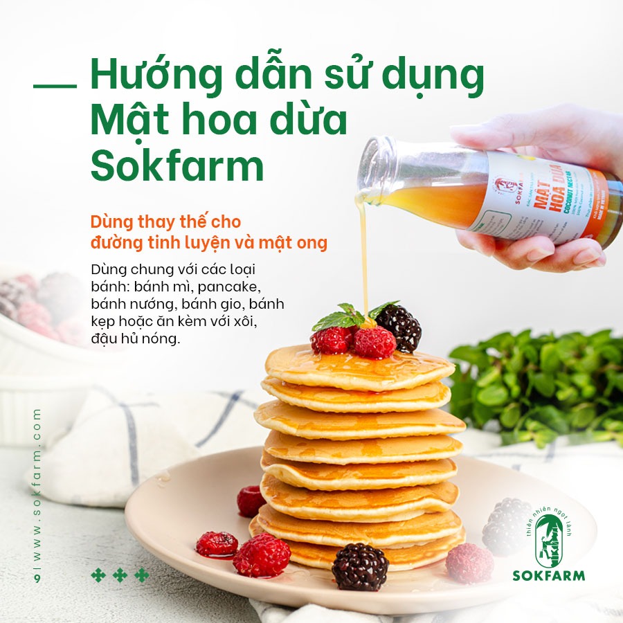 Mật hoa dừa Sokfarm 1,25kg sản phẩm thuần chay có chỉ số đường huyết thấp bổ sung năng lượng bù khoáng điện giải