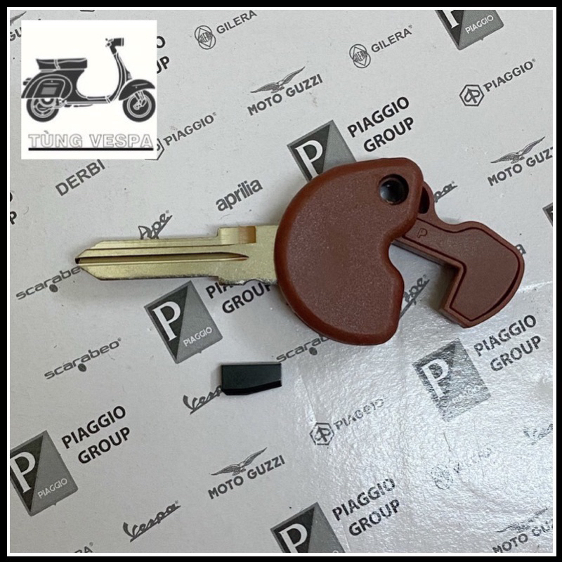 Chìa khóa Piaggio Vespa đã gắn chip màu nâu chính hãng (ĐÃ KÈM CHIP) , Hàng chuẩn, giá tốt