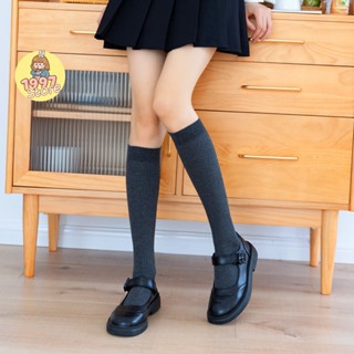 Vớ Dài Đến Đầu Gối Họa Tiết Kẻ Sọc Trắng Đen Xám Phong Cách JK Tất Cổ Điển Cho Nữ Chất Liệu Cotton Nguyên Chất
