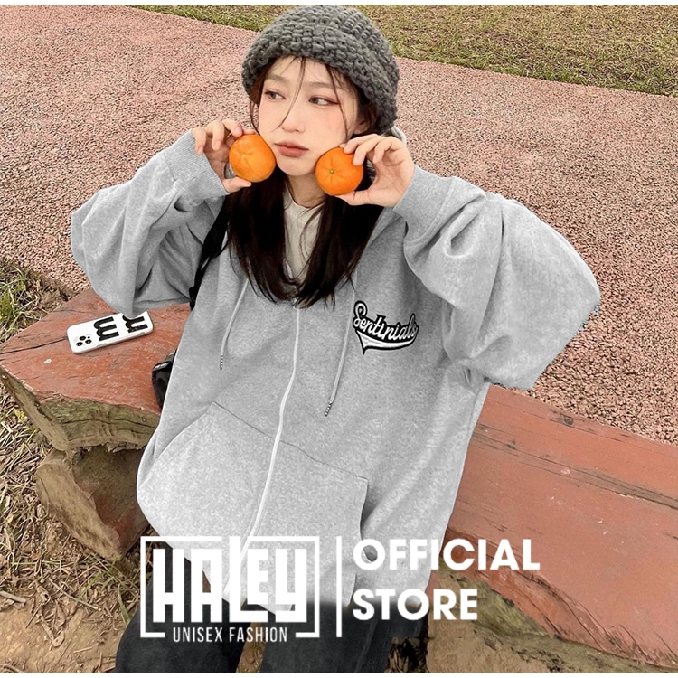 Áo Hoodie Zip Unisex HD12 HALEY SENTINIALS Phong Cách Hàn Quốc Form Rộng Nam Nữ Nỉ Bông Dày Dặn Ấm Áp