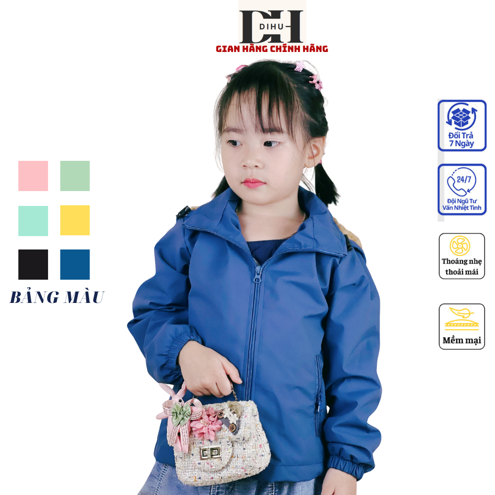 Áo khoác cho bé trai bé gái lót lông DIHU, áo khoác gió dù lót bông trẻ em mùa đông ấm áp chống nước - Hàng mới về