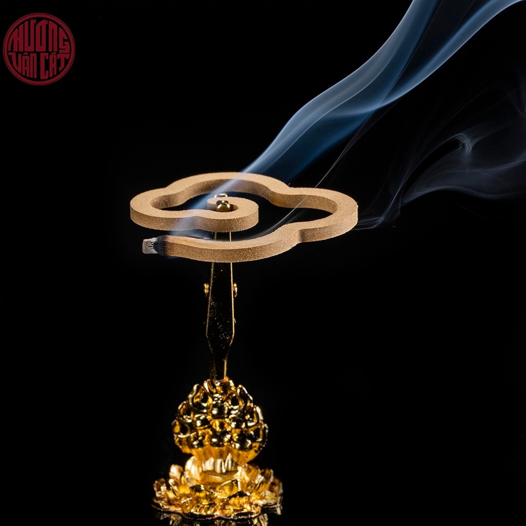 Nhang Trầm Hương Dạng Nén Vân Mây Cao Cấp + Tặng Đế Kẹp Vàng Cao Cấp