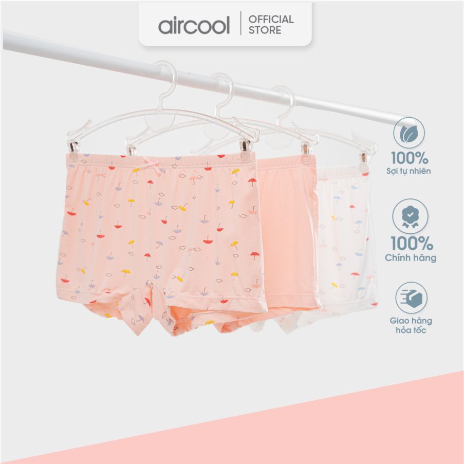 Set 3 quần chip bé gái AIRCOOL dạng đùi, chất liệu cotton mềm mịn, co giãn đáng yêu cho bé 2-12 tuổi