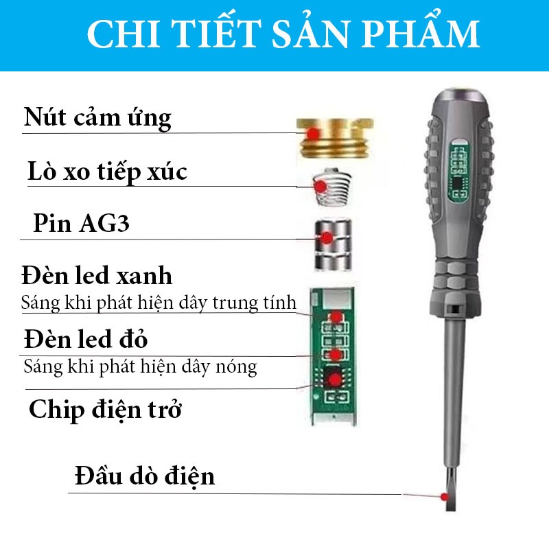 Bút Thử Điện Thông Minh Không Tiếp Xúc Chuyên Dụng 2 Đèn LED - SONHOUSE