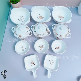 Bát sứ ăn dặm hình họa tiết,Bát ăn dặm cho bé nhà COCO BEAR,Chén bát sứ