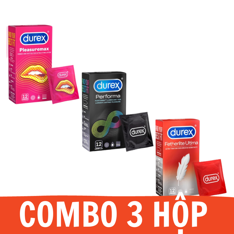 Combo 6 Hộp Bao Cao Su Durex 70 cái chính hãng tùy chọn pleasuremax. invisible. performa. kingtex. fertherlite ultima