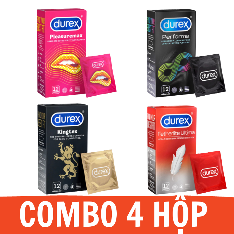 Combo 6 Hộp Bao Cao Su Durex 70 cái chính hãng tùy chọn pleasuremax. invisible. performa. kingtex. fertherlite ultima