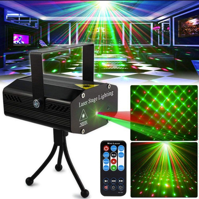 Đèn laser trang trí sân khấu phòng bay, phòng hát karaoke và party - Tự động nháy theo nhạc - Nhiều hiệu ứng màu sắc