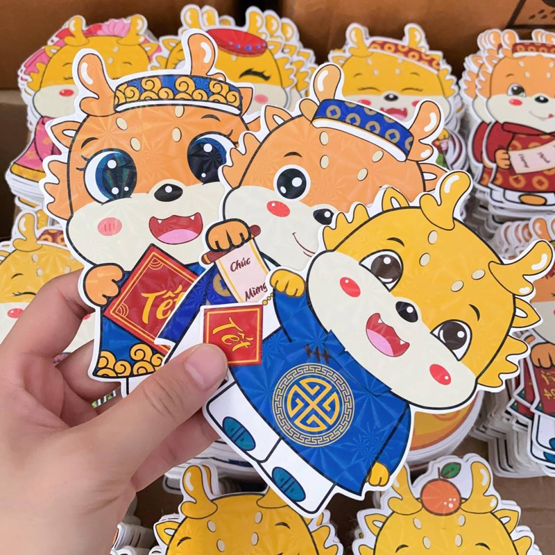 Combo 100 Bao Lì Xì Chibi, Bao Lì Xì Hoạt Hình Tết  Gáp Thìn Phản Quang, Lì Xì Chibi Hình  Mẫu Rồng Rễ Thương