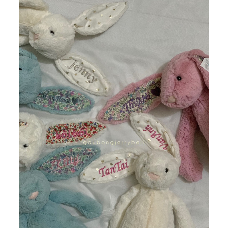 Chi phí, giá dịch vụ thêu tên lên tai thỏ Jellycat - Lưu ý : đây là dịch vụ thêu - PHẢI ĐẶT KÈM SẢN PHẨM GẤU THỎ