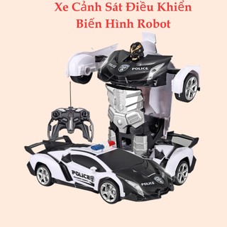 Ô tô điều khiển từ xa xe cảnh sát điều khiển từ xa biến hình robot chất liệu cao cấp thiết kế siêu đẹp