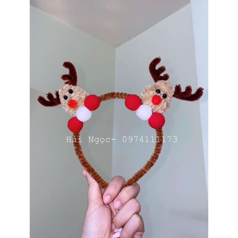 Bờm tóc Noel bằng kẽm nhung xinh xắn