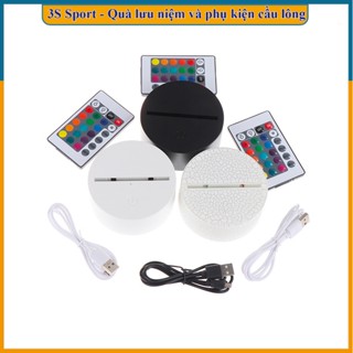 Đế đèn led 3D 3 màu, 16 màu có điều khiển bền đẹp, siêu sáng kèm điểu khiển(không gồm mặt khắc hình)
