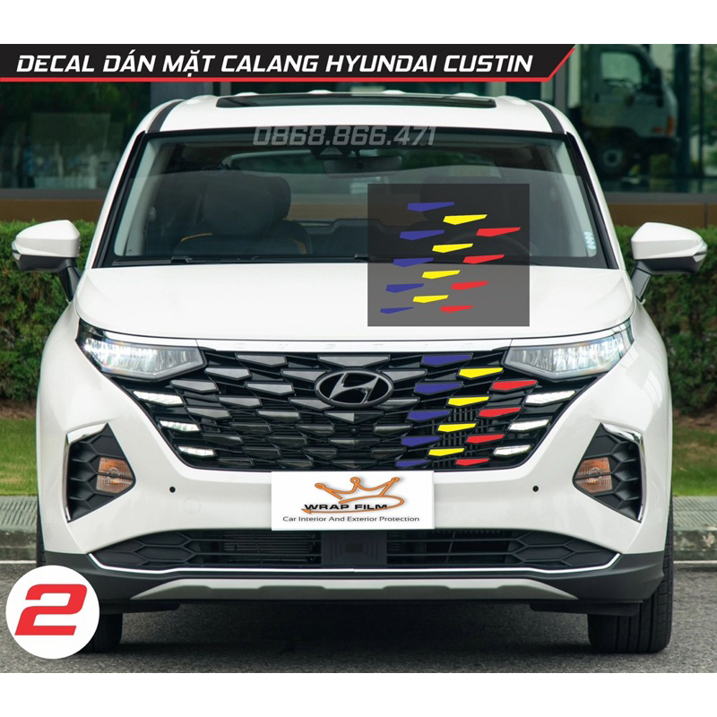 Decal phản quang 3M dán mặt calang Hyundai Custin