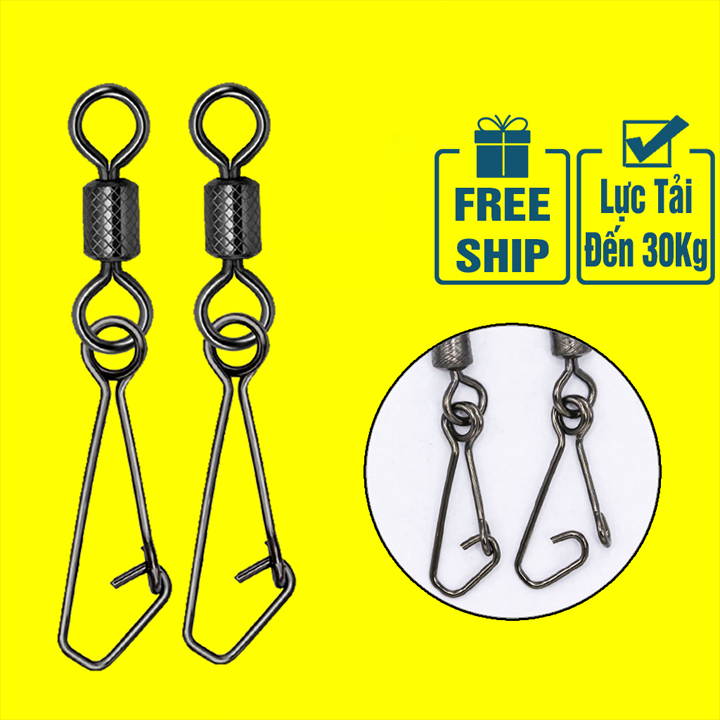 KhaLy Khóa Link Khóa Lure CAO CẤP CHỐNG XOẮN Không Rỉ - Ma Ní Câu Cá 2 Vòng Tải 30Kg, PK-54