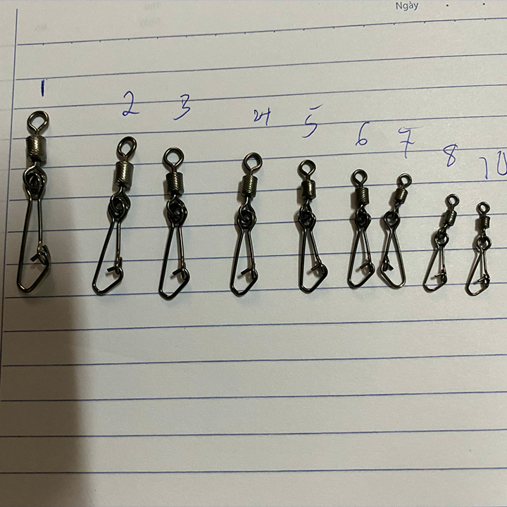 KhaLy Khóa Link Khóa Lure CAO CẤP CHỐNG XOẮN Không Rỉ - Ma Ní Câu Cá 2 Vòng Tải 30Kg, PK-54